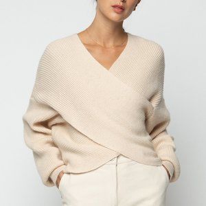 Oak and Fort CROSSOVER SWEATER, Wool Blend, Cream